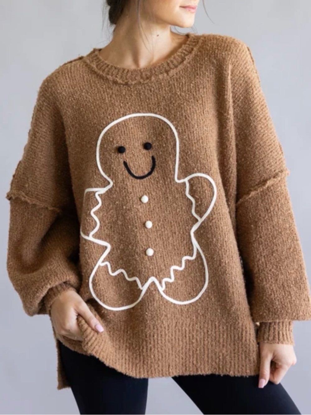 Fantastic Fawn Brown Gingerbread Graphic Crewneck Sweater